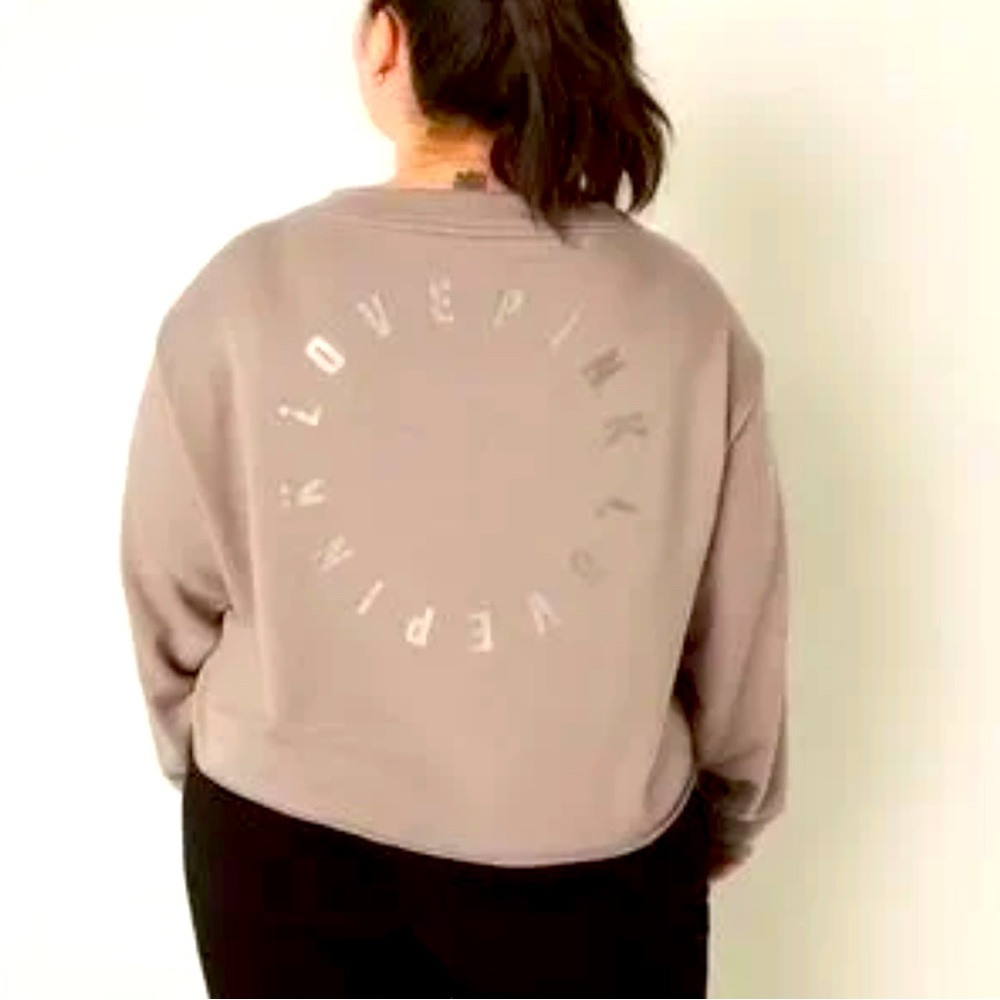 Victoria’s Secret PINK Cropped Sweatshirt Women’s Medium French Terry Nude Tan